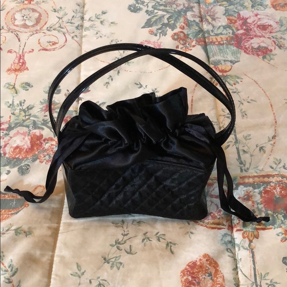 Estee Lauder Handbags - ESTEE LAUDER Black Patent Leather, Satin Mini Bag
